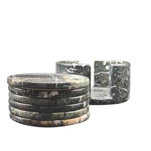 Posavasos de té de mármol Vintage 2025 antiguo oscuro fabricante al por mayor posavasos de té de mármol de mesa hecho a mano de nuevo diseño - Product Image 1