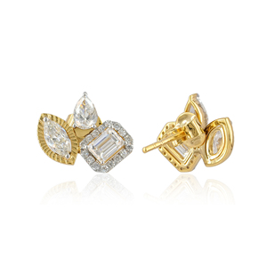 14K Gold Lab Grown Diamond <b>Stud</b> <b>Earrings</b> 1.63 Carat Pear Marquise <b>Emerald</b> Diamond <b>Earrings</b> Wholesale Manufacturer - Product Image 1