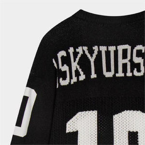 American Football Jersey Custom Design logo Knitwear Fashion Crew Neck long Sleeve <b>Men</b> Knit Crochet Sweater <b>Top</b> Knitted <b>Mesh</b> - Product Image 3
