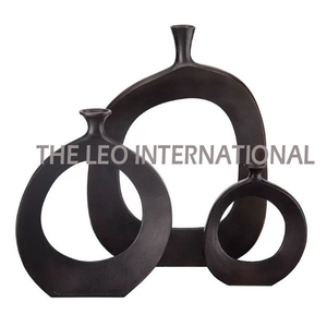 Florero de hierro costero de forma única de Metal de aluminio, florero decorativo de lujo hecho a mano para el hogar - Product Image 6