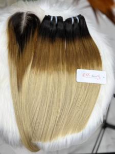 Mic Hair Venta al por mayor 3 tonos máquina recta trama doble 100g extensiones de cabello ondulado cutículas alineadas cabello humano virgen vietnamita - Product Image 3