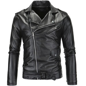 Moda PU chaqueta de cuero hombres hebilla Zip solapa cuello británico negro blanco Punk Rock prendas de vestir abrigos 2024 - Product Image 3