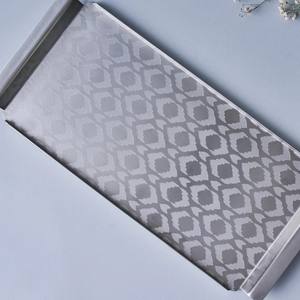 Diseño moderno 2025 Bandeja DE SERVICIO DE METAL Patrón geométrico Hoja prensada decorativa Fiestas duraderas Bodas Precio barato Láser - Product Image 4