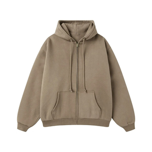 Blanc plaine fermeture éclair régulier lavé poids lourd hommes personnalisé goutte épaule fermeture éclair sweats à capuche meilleur fournisseur tenue décontracté taille adulte - Product Image 3