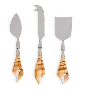 Ensemble de couteaux à fromage en acier inoxydable avec manche en coquille Coupe-fromage 3 pièces pour cuisine à domicile - Product Image 1