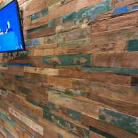 Paneles de Pared de Teca Reciclada de Indonesia, Diseño Geométrico Minimalista, Fácil Absorción de Sonido, Decoración para el Hogar