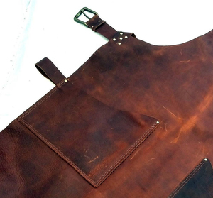 Leather Server <b>Aprons</b> and Waist <b>Aprons</b> Oil-proof Made of High Quality Leather Pockets <b>Work</b> <b>Apron</b> - Product Image 4
