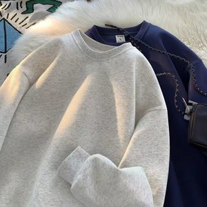 Fabricants de vêtements pour hommes, sweat-shirts personnalisés, nouveau sweat-shirt uni d'hiver, simple, tendance, ample, col rond, manches longues - Product Image 6