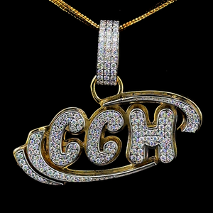 Meilleure qualité hommes CCH lettre pendentif personnalisé or blanc 925 argent Sterling VVS Moissanite diamant fête haut Hip Hop bijoux GIA - Product Image 1