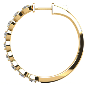 Pendiente de aro de diamante cultivado en laboratorio de forma redonda de 2ct para mujer VS Clarity EF Color en joyería fina de oro sólido de 14K del fabricante - Product Image 3