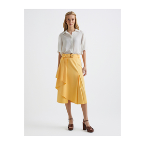 Jupe asymétrique épaisse pour femme avec ceinture et poches - Product Image 1