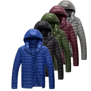 Abrigo con capucha azul para hombre, impermeable, ajustado, con cremallera, Control, chaqueta de invierno, moda, gran oferta, Parkas, talla M-5XL, ligero - Product Image 3