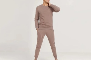 ชุดแทร็กสูทแบรนด์ดังสำหรับผู้ชายชุดแทร็กสูทสีเทาขนาดใหญ่พิเศษแบบลำลองมีซิปดีไซน์แบบสั่งทำ - Product Image 4