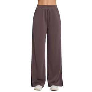 Pantalon de survêtement d'hiver pour femme en molleton personnalisé, taille mi-haute, coupe ample, devant plat, jambe large, coupe oversize, jambe droite, style sportif - Product Image 5