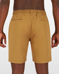 Pantalones cortos de algodón informales de verano al por mayor para hombre de longitud corta con patrón sólido con cordón y decoración de bolsillos - Product Image 4
