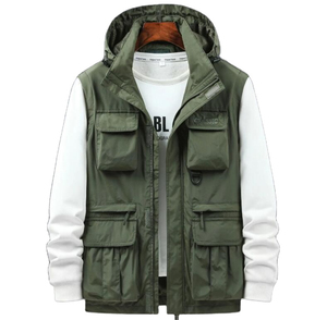 Veste à manches détachables personnalisée coupe-vent à capuche imperméable pour homme automne sport extérieur veste de travail multi-poches pour hommes - Product Image 2