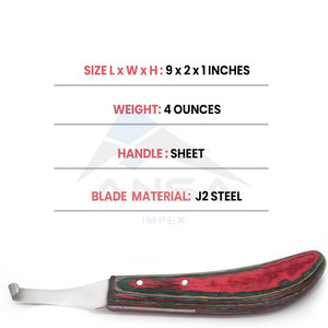 Couteau à sabot droitier professionnel maréchal-ferrant lame tranchante en acier inoxydable et poignée ergonomique - Product Image 5