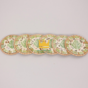 ที่รองแก้วอนุรักษ์สิ่งแวดล้อมทำด้วยมือจากหวายธรรมชาติเวียดนามที่มีหินสีสันสดใสสำหรับรับประทานอาหารโต๊ะน้ำชาหรือให้เป็นของขวัญ - Product Image 2