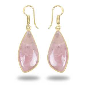 Gorgeous Women's Rose Quartz earring Natural Stones Jewelry Fashionable Fine 18k Gold plated Earrings for wedding party - Product Image 2