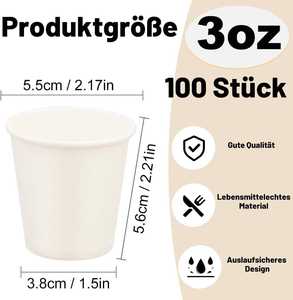 Vasos de Papel Blanco de Doble Pared 100% Biodegradables y a Prueba de Fugas, Mini Recipientes Ecológicos para Postres, Vasitos Sostenibles para Frutas y Snacks - Product Image 3