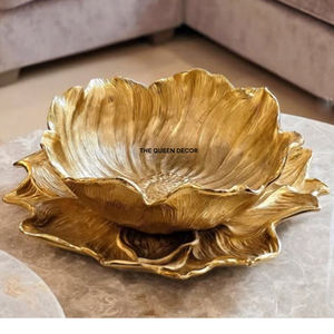 Amazing and Classic Design Aluminum Metal Gold Chain Side Border Glossy Black Finish Decorative Bowl Home Accent - Product Image 3