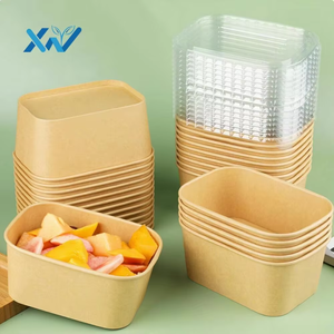 Boîte carrée en papier kraft recyclable, biodégradable, de qualité alimentaire, jetable, avec pelliculage mat, résistante à l'huile, pour sushis, salades et snacks - Product Image 6