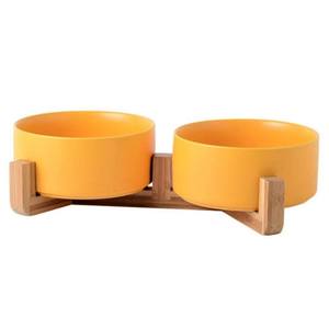 Venta al por mayor de comederos para gatos de doble cuenco de nuevo diseño de gran capacidad con forma redondeada y soporte de madera - Product Image 6