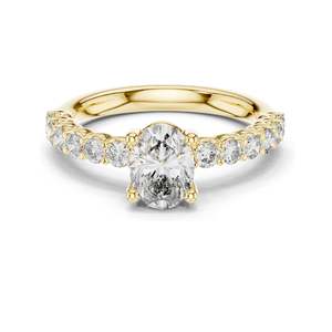 Anillo de Compromiso con Diamante Ovalado de Laboratorio de 1.55 CT con Piedras Laterales Redondas, Claridad VVS-VS EF, Oro de 18K, 14K, 10K y Plata 925 - Product Image 3