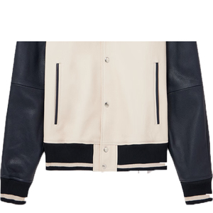 Veste universitaire sur mesure en gros d'usine, conception OEM, respirante, coupe-vent, haute qualité, broderie masculine, patch frontal en cuir véritable - Product Image 3
