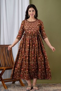 Robe de maternité personnalisée coupe parfaite confortable pour femmes enceintes robe d'allaitement main imprimée manches longues robe ample en coton doux - Product Image 5