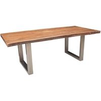 Table à manger extensible et pliable en bois massif à bord naturel, mobilier moderne pour la maison, le bureau, l'école et la salle à manger de villa