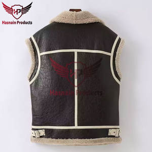Gilet en cuir de fourrure pour femmes gilet de motard gilet de moto de moto avec poches zippées gilets en cuir de peau de mouton de haute qualité - Product Image 3