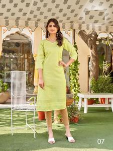 Pesado pollo algodón Kurtis vestido largo estilo - Product Image 2