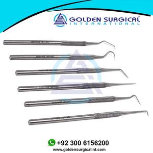 Juego de 6 microsondas de precisión Combo de 5,5 pulgadas de longitud total Sonda periodontal Escalador dental Juego de instrumentos quirúrgicos dentales - Product Image 3