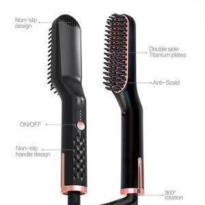 Brosse chauffante électrique professionnelle pour lisser la barbe et les cheveux, pour hommes, usage domestique ou en salon, avec fonction de coiffage, en plastique - Product Image 6