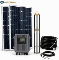 Pompe à eau solaire submersible à haut débit pour puits profond, ensemble complet avec panneaux solaires et contrôleur pour ferme agricole