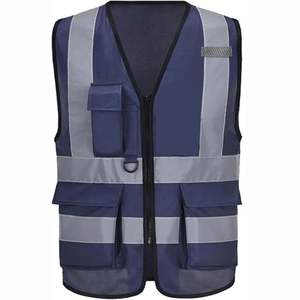 Gilet de sécurité réfléchissant à haute visibilité 100% polyester, fermeture éclair sur le devant, gilet de sécurité pas cher avec logo - Product Image 5