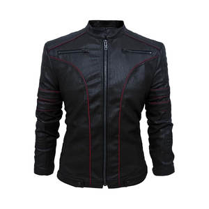 Vente en gros Automne Hiver Grande Taille 8XL Vestes en cuir pour hommes Veste en cuir PU décontractée en faux cuir avec fermeture éclair de couleur unie - Product Image 2