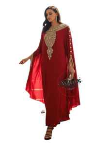 Robe de mariée musulmane traditionnelle légère faite à la main AWAIS HOUSE en gros, taille 'D'-Plus, en georgette, longueur au sol, col haut - Product Image 3