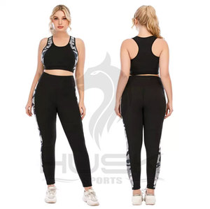 Conjunto de Yoga y Fitness de Cintura Media para Hombre, Tallas Grandes, Estilo 2022, Ropa Deportiva de Verano Transpirable de 2 Piezas con Logotipo Frontal y Diseño Liso - Product Image 1
