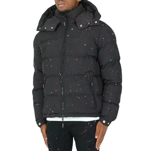 Abrigo de gran tamaño con burbujas 2025, logotipo de diseñador de pintura con capucha desmontable, chaqueta acolchada personalizada con estampado de burbujas negras de alta calidad OEM para hombre - Product Image 4