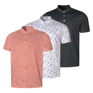 <b>Men's</b> <b>Collarless</b> Golf Polo <b>Shirt</b> Quick Drying Polyester Spandex T-<b>shirt</b> Short Sleeve Custom Digital Printed Polo <b>Shirt</b> - Product Image 1