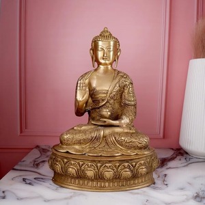 Best Selling Handmade Solid Brass Lord Buddha <b>Statue</b> for Home Decor and Meditation with Antique Finish Available at Best Price - Product Image 1
