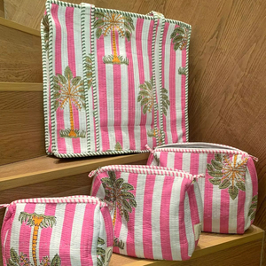 กระเป๋าผ้าฝ้ายพิมพ์ลายบล็อกอินเดียแบบควิลท์สำหรับผู้หญิง ดีไซน์สองชั้น ลายเรขาคณิต แฟชั่นฤดูร้อน/ฤดูหนาว ใช้สะพายไหล่สำหรับใส่ของช้อปปิ้ง - Product Image 1