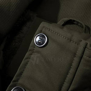 Winter <b>Men's</b> High Street Style Stand Collar Hooded <b>Cargo</b> <b>Jacket</b> 100% Cotton Solid Color Zipper Front Waterproof Breathable - Product Image 4