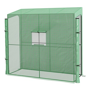 Invernadero de jardín Outsunny montado en la pared 200x80x200cm con 2 puertas enrollables y cubierta de PE Anti-UV Color verde - Product Image 1