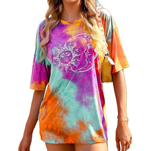 Camiseta teñida de color sólido del proveedor directo de fábrica para mujer Diseño de estampado de ropa informal ecológica para el verano - Product Image 1