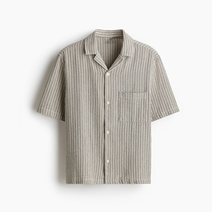 Camisa informal de manga corta para vacaciones para hombre, cómoda y transpirable, tela texturizada, ajuste Regular, ropa de playa ligera - Product Image 1