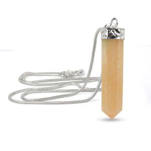 Excellent Antique Sier Orang Selenite <b>Crystal</b> Pendant Necklace Hexagon Trendy Natural Gemstone <b>for</b> Gifts Wholesale - Product Image 3
