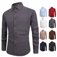 Chemise habillée décontractée pour homme en tissu Oxford 100 % coton, col en V, manches longues, unie, 180 grammes, respirante